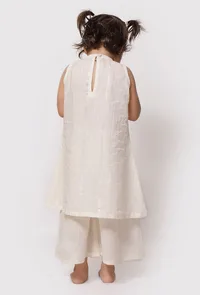 Set of 3- Silver White Malmal Slip with Palazzo and Dupatta image 3