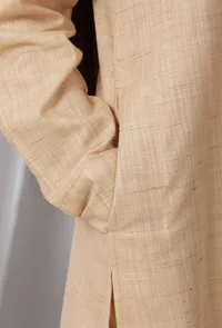 Brown Cotton Khadi Kurta With Collar image 6