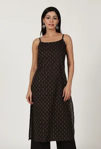 Brown Color Cotton Slip with Multi Color Motif image 1