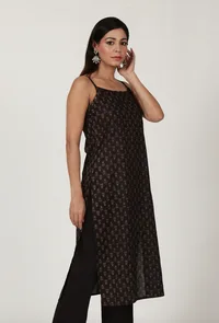 Brown Color Cotton Slip with Multi Color Motif image 2