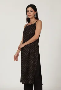 Brown Color Cotton Slip with Multi Color Motif image 3