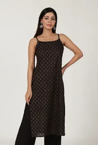 Brown Color Cotton Slip with Multi Color Motif image 4