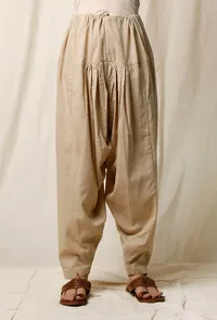 Beige Cotton Slub Salwar image 1