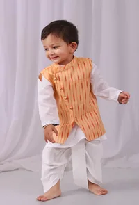 Lemon tart Yellow Ikat Nehru Jacket image 2