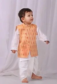 Lemon tart Yellow Ikat Nehru Jacket image 3