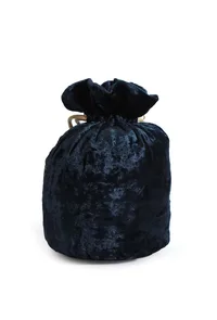 Auster Blue Velvet Tila Embroidery Potli image 3