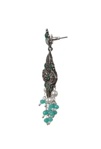 Emerald Kundan Oxidized Drop Earrings image 3