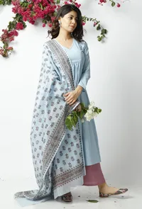 The Soothing Sky Blue Kota Dupatta image 1