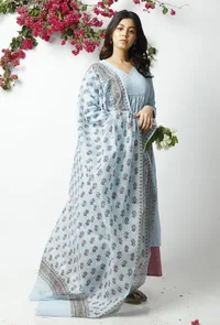 The Soothing Sky Blue Kota Dupatta image 2