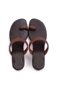 Coffee Brown Knotted Cruelty Free Leather Sandals image 2