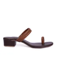 Coffee Brown Knotted Cruelty Free Leather Sandals image 5