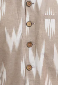 Beige Ikat Nehru Jacket image 6