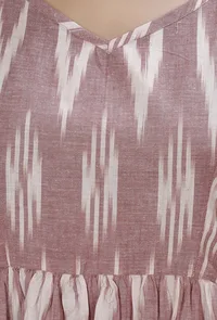 Soft Berry Pink Cotton Slip Sleeveless Gathered And Flared Ikkat Dress With Pockets image 4