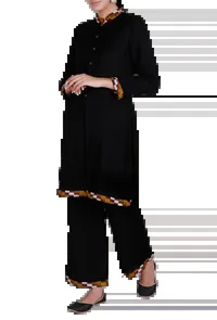 Black Kullu Patti Pure Wool Kurta image 3