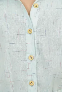 Blue Melange Cotton Tunic Dress With Waist Belt image 5