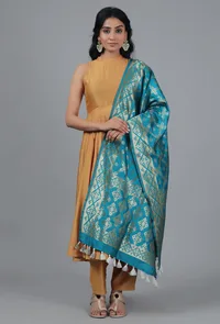 Teal Blue Bandhani Brocade Dupatta image 2
