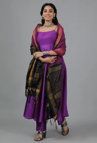 Maroon & Black Ikat Dupatta image 1
