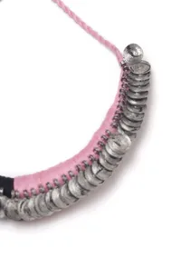 Mahira Duo Black and Pink Tribal Coin Necklace image 3