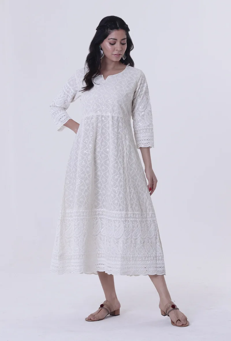 Chikankari White Cotton Kurta