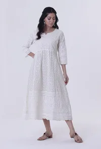 Chikankari White Cotton Kurta image 1