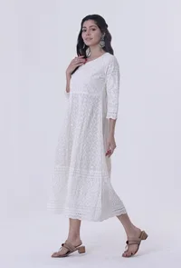 Chikankari White Cotton Kurta image 3