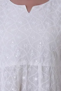Chikankari White Cotton Kurta image 6