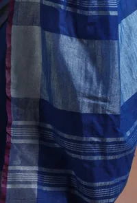 Blue Color Cotton Linen Saree With Unstitched Blouse image 6