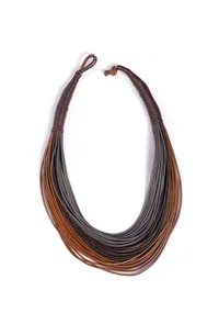 Umber Brown Cruelty Free Leather Layered Necklace image 2