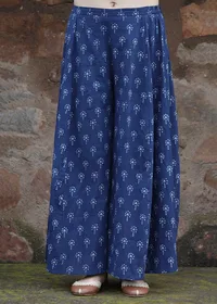 Set Of 2:Luni Indigo Printed Tiered Kurta & Palazzo Pants image 3