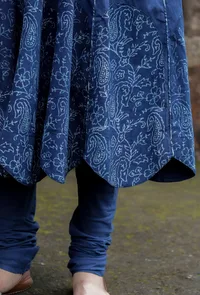Set Of 2:Churni Indigo Cotton Kalidar Kurta Dress & Churidar image 6