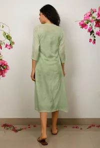 Mint Green Cotton Kota wrap around dress image 5