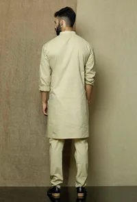 Set of 2:Muted Beige  Cotton Kurta and Pyjama image 5