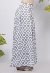 Powder Blue Criss Cross Hand-Block Printed Cotton Flared Palazzo image 2