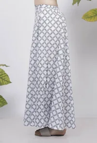 Powder Blue Criss Cross Hand-Block Printed Cotton Flared Palazzo image 3