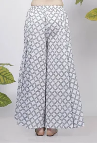 Powder Blue Criss Cross Hand-Block Printed Cotton Flared Palazzo image 4