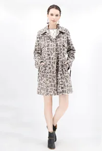 Brown Bagru Trench Coat With Wooden Buttons And Mettalic Embellishments image 1