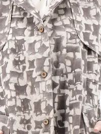 Brown Bagru Trench Coat With Wooden Buttons And Mettalic Embellishments image 6