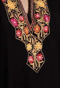 Noir Aari Embroidered Kashmiri Phiran-Free Size image 5