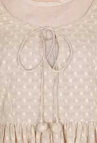 Haya Beige Cotton Dress With Voile Maxi image 5