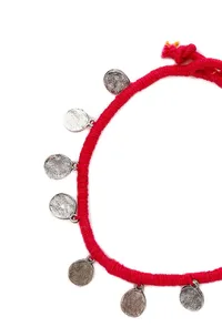 Set of 2: Fuschia Embellishments German Silver Thread Anklet image 3