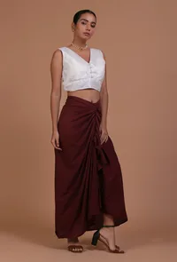 White Color Organza Plain Blouse image 2