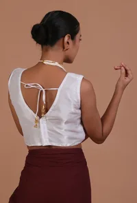 White Color Organza Plain Blouse image 6