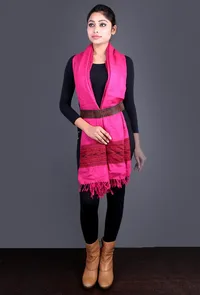 Pink & Red Pure Wool Kullu Stole image 1