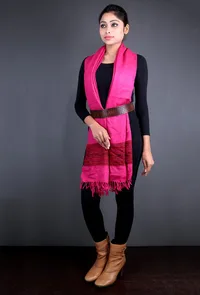 Pink & Red Pure Wool Kullu Stole image 2