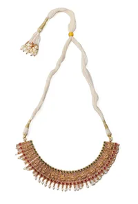 South Indian Laxmi Devi Pearl Necklace Ensemble image 3
