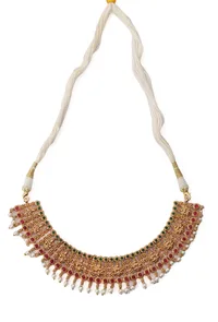 South Indian Laxmi Devi Pearl Necklace Ensemble image 4