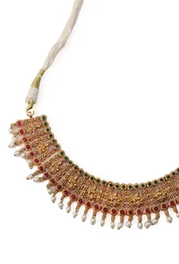 South Indian Laxmi Devi Pearl Necklace Ensemble image 5