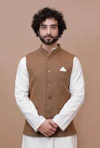 Brown Woolen Nehru Jacket image 1
