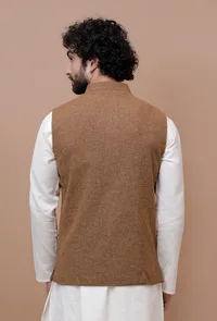 Brown Woolen Nehru Jacket image 4