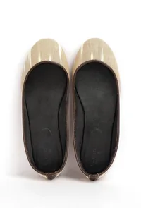 White and Beige Ikat Cruelty Free Leather Flat Ballerinas image 2